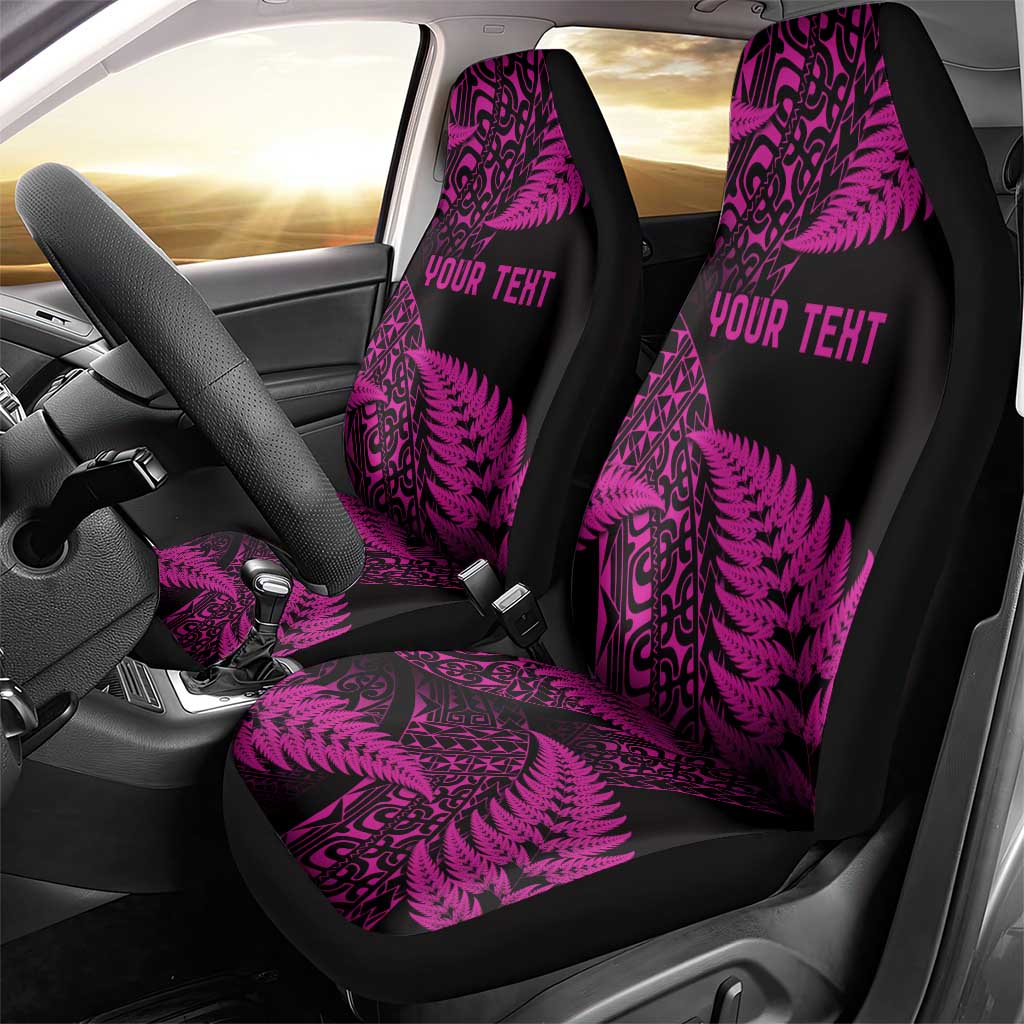 New Zealand Rugby Pacific Personalised Car Seat Cover All Pink Maori Pasifika Fern Pattern