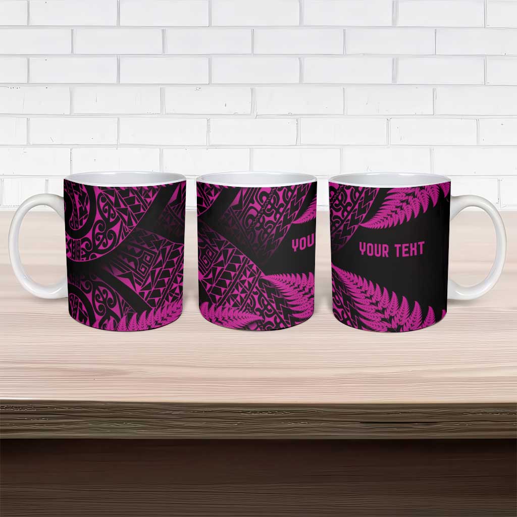 New Zealand Rugby Pacific Personalised Ceramic Mug All Pink Maori Pasifika Fern Pattern - Polynesian Pride