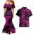 New Zealand Rugby Pacific Personalised Couples Matching Mermaid Dress and Hawaiian Shirt All Pink Maori Pasifika Fern Pattern