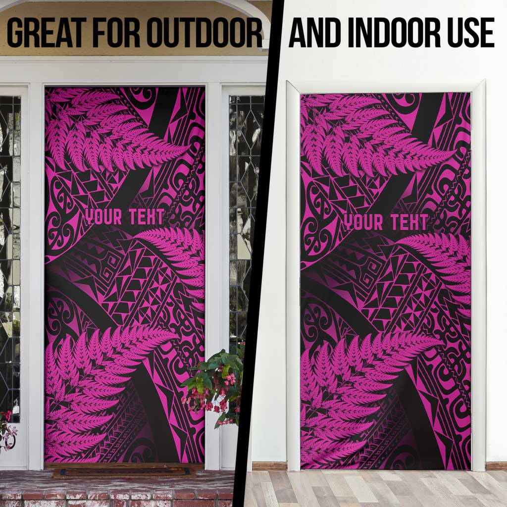 New Zealand Rugby Pacific Personalised Door Cover All Pink Maori Pasifika Fern Pattern - Polynesian Pride