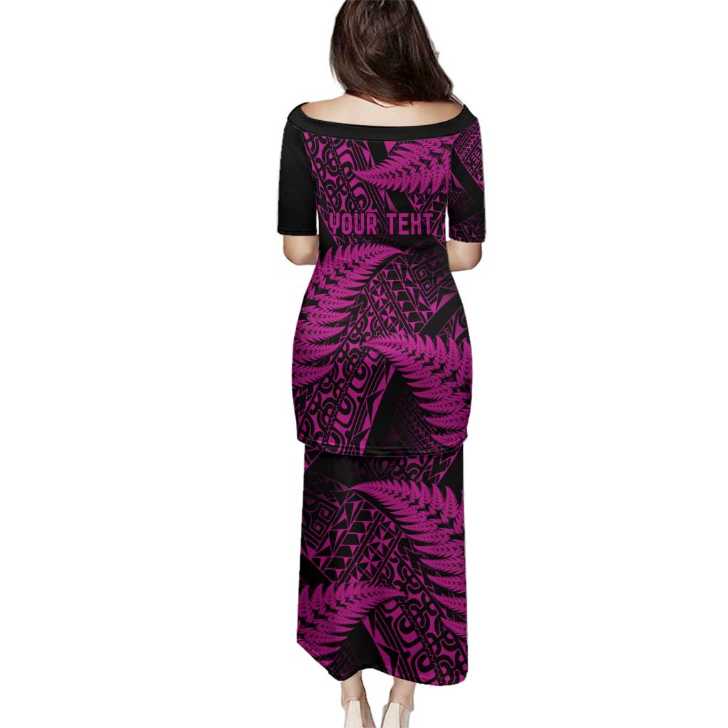 New Zealand Rugby Pacific Personalised Family Matching Puletasi and Hawaiian Shirt All Pink Maori Pasifika Fern Pattern