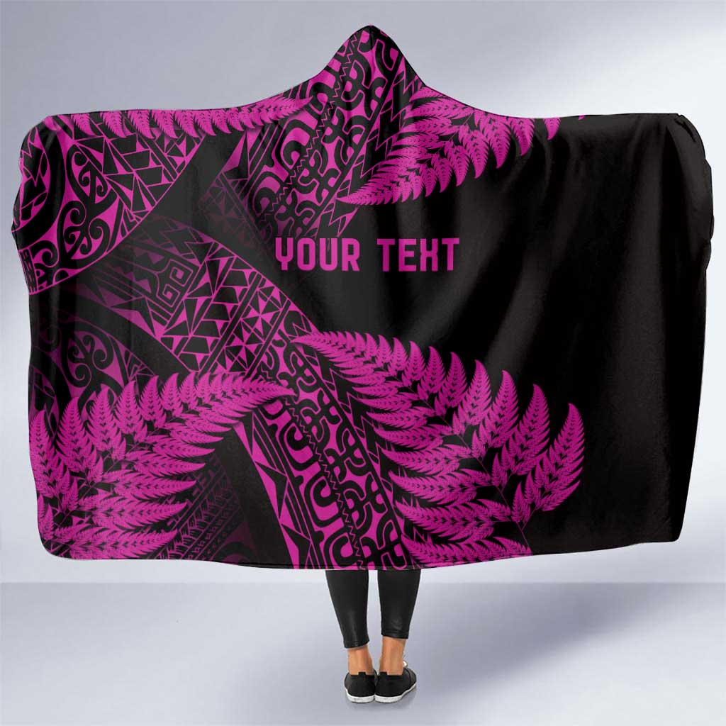 New Zealand Rugby Pacific Personalised Hooded Blanket All Pink Maori Pasifika Fern Pattern