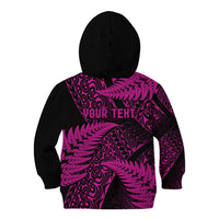 New Zealand Rugby Pacific Personalised Kid Hoodie All Pink Maori Pasifika Fern Pattern