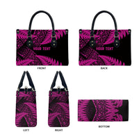 New Zealand Rugby Pacific Personalised Leather Bag All Pink Maori Pasifika Fern Pattern - Polynesian Pride