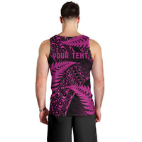 New Zealand Rugby Pacific Personalised Men Tank Top All Pink Maori Pasifika Fern Pattern