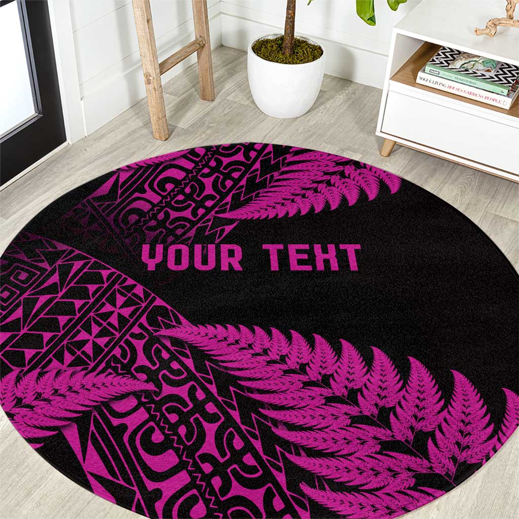 New Zealand Rugby Pacific Personalised Round Carpet All Pink Maori Pasifika Fern Pattern