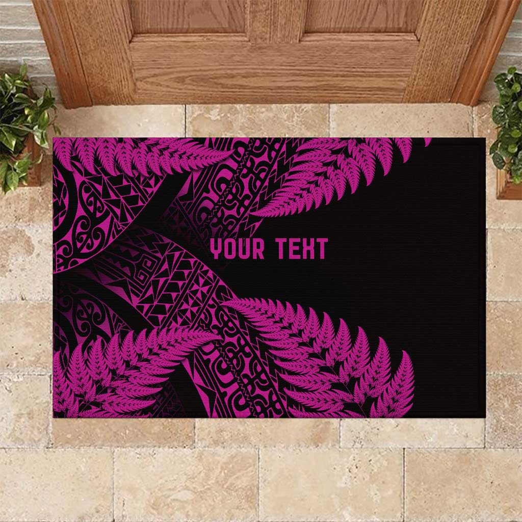 New Zealand Rugby Pacific Personalised Rubber Doormat All Pink Maori Pasifika Fern Pattern