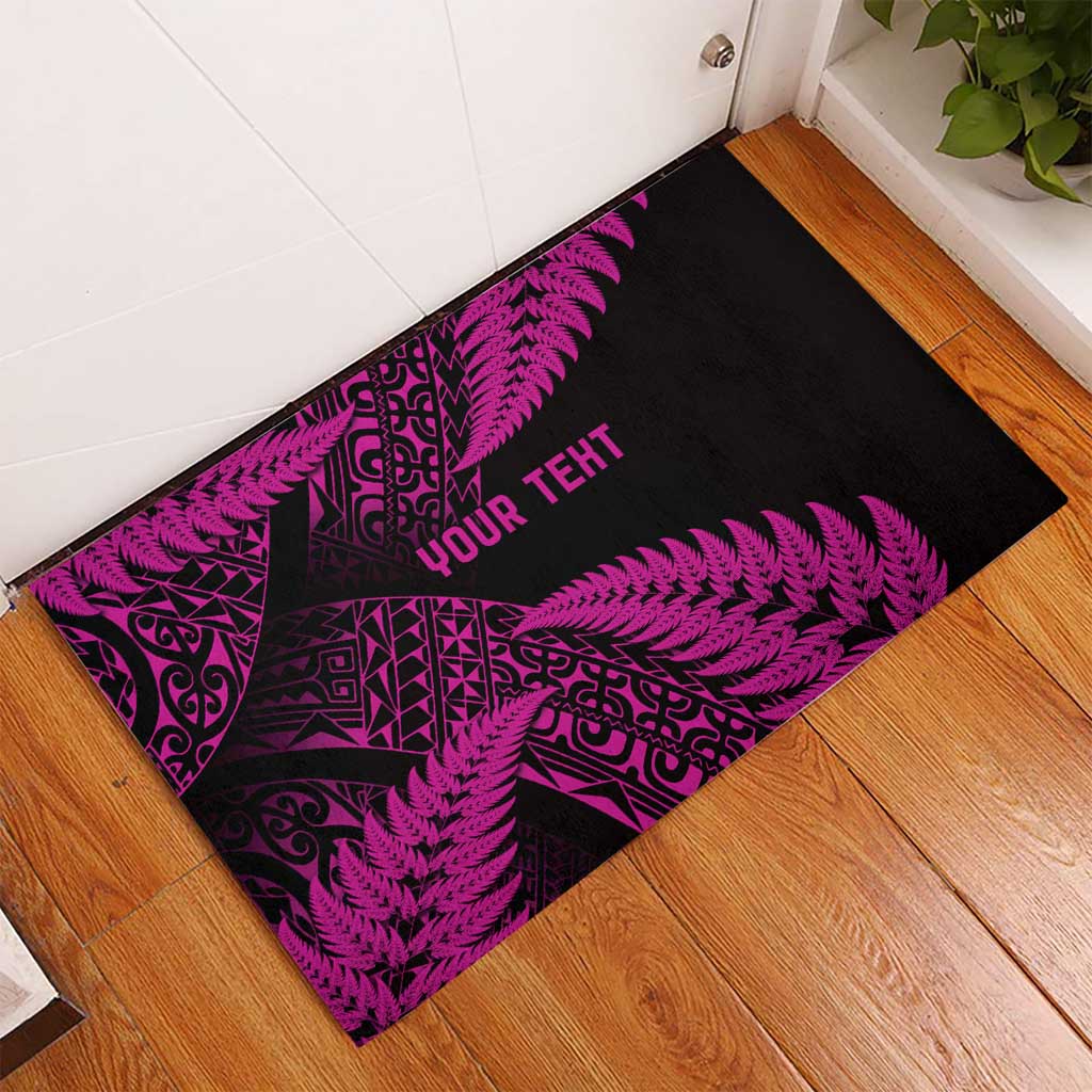 New Zealand Rugby Pacific Personalised Rubber Doormat All Pink Maori Pasifika Fern Pattern
