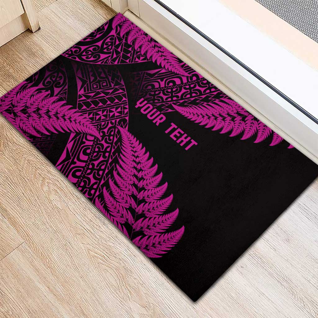 New Zealand Rugby Pacific Personalised Rubber Doormat All Pink Maori Pasifika Fern Pattern