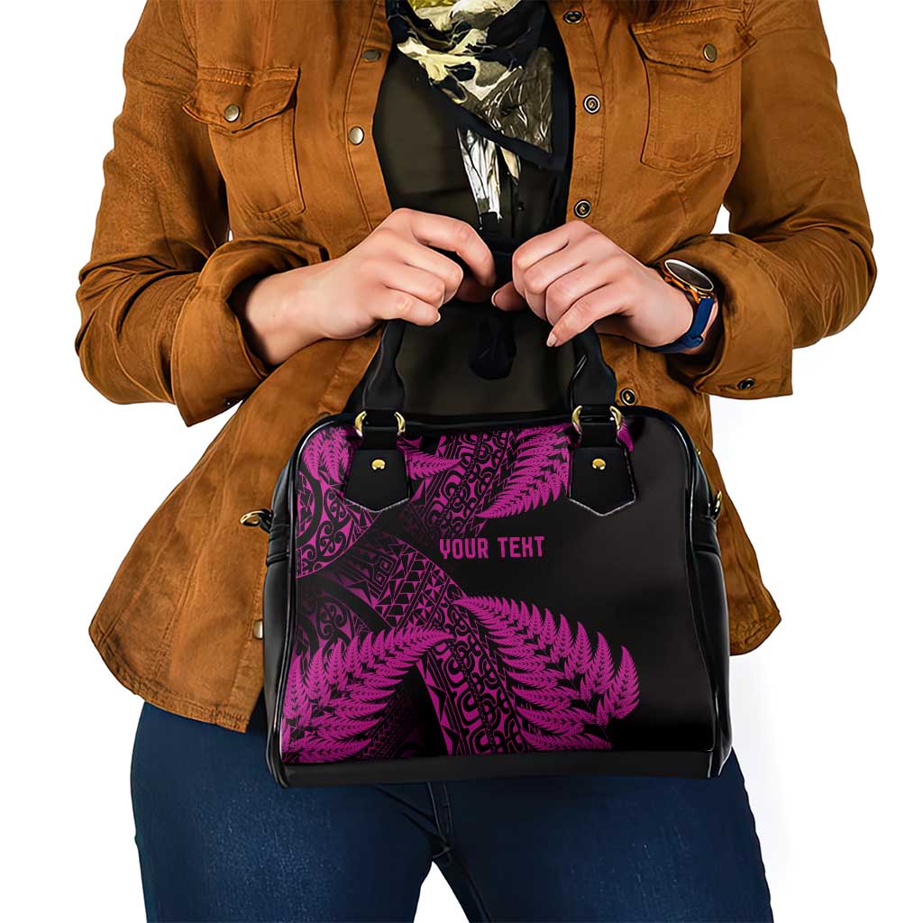 New Zealand Rugby Pacific Personalised Shoulder Handbag All Pink Maori Pasifika Fern Pattern
