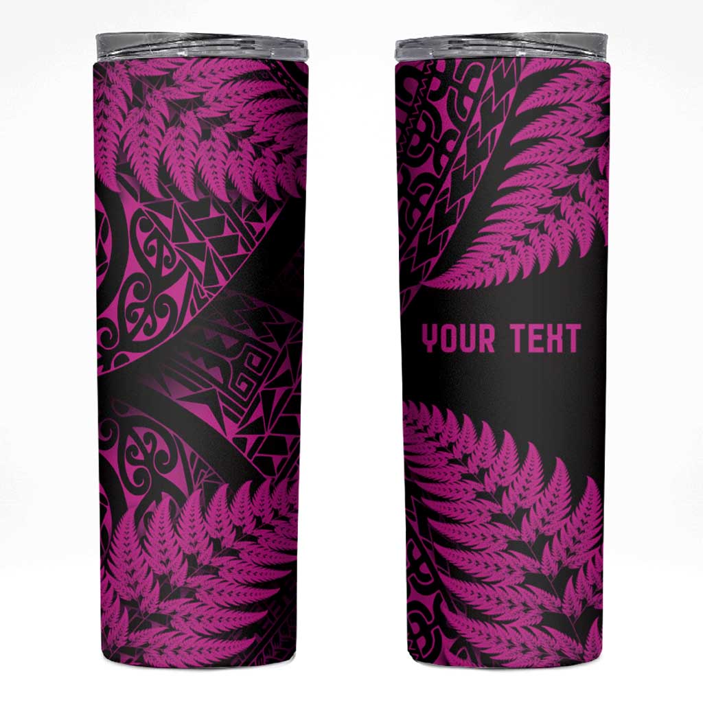 New Zealand Rugby Pacific Personalised Skinny Tumbler All Pink Maori Pasifika Fern Pattern