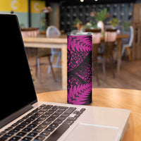 New Zealand Rugby Pacific Personalised Skinny Tumbler All Pink Maori Pasifika Fern Pattern