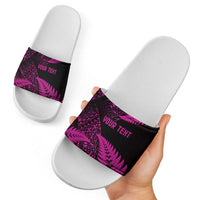 New Zealand Rugby Pacific Personalised Slide Sandals All Pink Maori Pasifika Fern Pattern - Polynesian Pride
