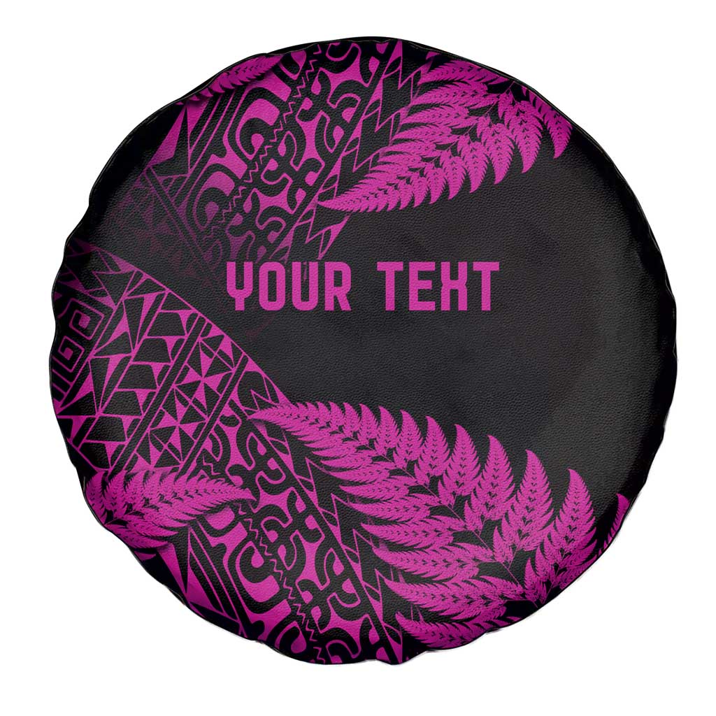New Zealand Rugby Pacific Personalised Spare Tire Cover All Pink Maori Pasifika Fern Pattern