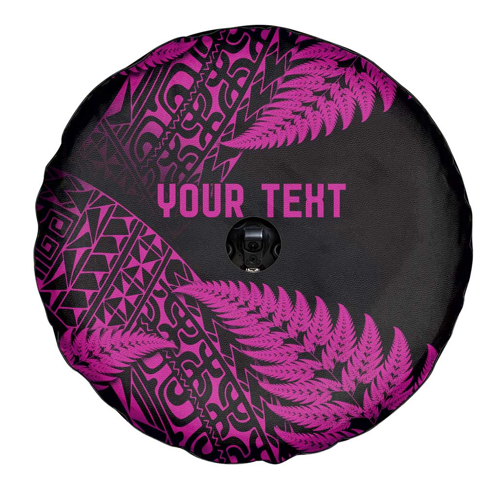 New Zealand Rugby Pacific Personalised Spare Tire Cover All Pink Maori Pasifika Fern Pattern