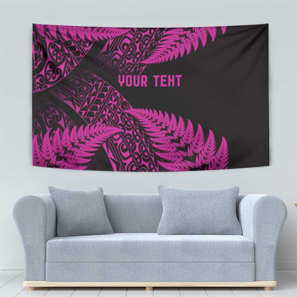 New Zealand Rugby Pacific Personalised Tapestry All Pink Maori Pasifika Fern Pattern