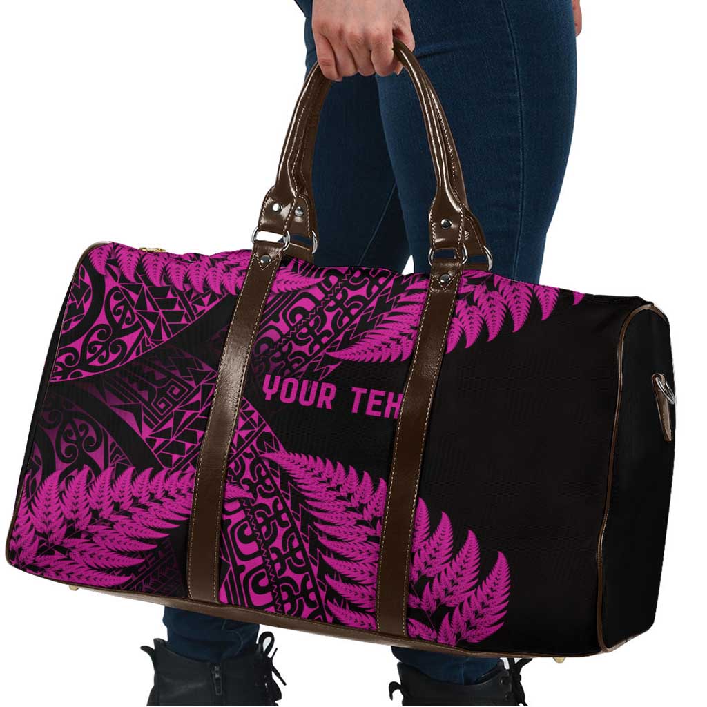 New Zealand Rugby Pacific Personalised Travel Bag All Pink Maori Pasifika Fern Pattern - Polynesian Pride