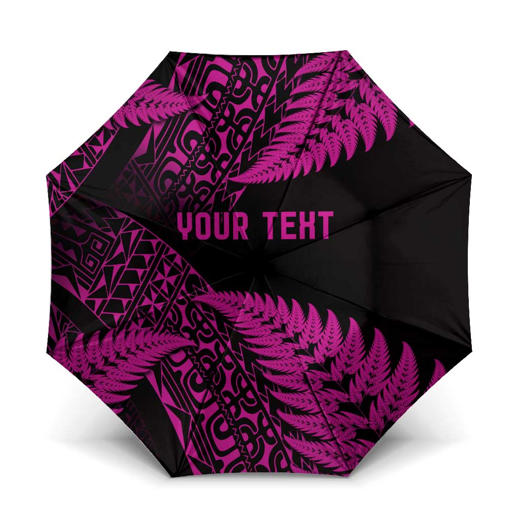 New Zealand Rugby Pacific Personalised Umbrella All Pink Maori Pasifika Fern Pattern - Polynesian Pride