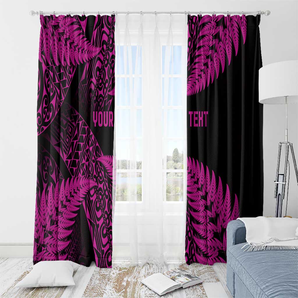 New Zealand Rugby Pacific Personalised Window Curtain All Pink Maori Pasifika Fern Pattern
