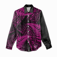 New Zealand Rugby Pacific Personalised Women Casual Shirt All Pink Maori Pasifika Fern Pattern