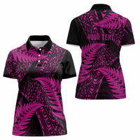 New Zealand Rugby Pacific Personalised Women Polo Shirt All Pink Maori Pasifika Fern Pattern