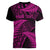 New Zealand Rugby Pacific Personalised Women V-Neck T-Shirt All Pink Maori Pasifika Fern Pattern