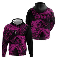 New Zealand Rugby Pacific Personalised Zip Hoodie All Pink Maori Pasifika Fern Pattern