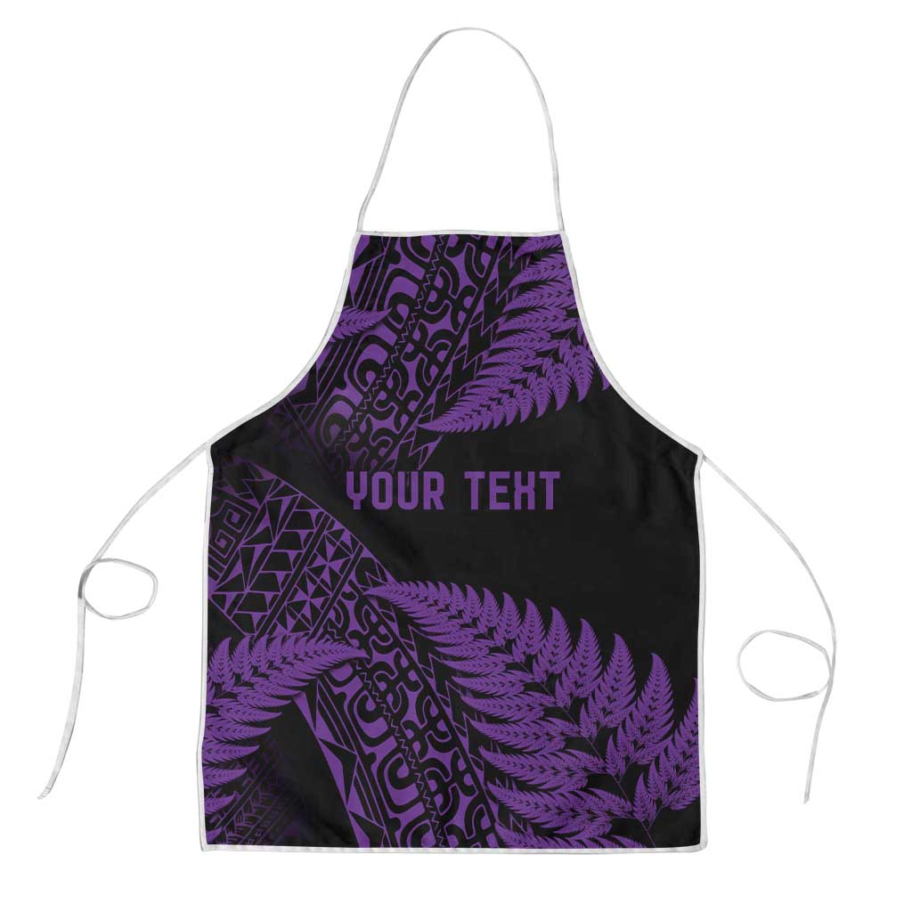 New Zealand Rugby Pacific Personalised Apron All Purple Maori Pasifika Fern Pattern - Polynesian Pride