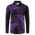 New Zealand Rugby Pacific Personalised Button Sweatshirt All Purple Maori Pasifika Fern Pattern