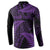 New Zealand Rugby Pacific Personalised Button Sweatshirt All Purple Maori Pasifika Fern Pattern