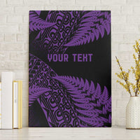 New Zealand Rugby Pacific Personalised Canvas Wall Art All Purple Maori Pasifika Fern Pattern