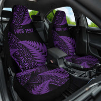 New Zealand Rugby Pacific Personalised Car Seat Cover All Purple Maori Pasifika Fern Pattern