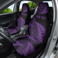 New Zealand Rugby Pacific Personalised Car Seat Cover All Purple Maori Pasifika Fern Pattern