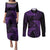 New Zealand Rugby Pacific Personalised Couples Matching Puletasi and Long Sleeve Button Shirt All Purple Maori Pasifika Fern Pattern