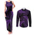 New Zealand Rugby Pacific Personalised Couples Matching Tank Maxi Dress and Long Sleeve Button Shirt All Purple Maori Pasifika Fern Pattern