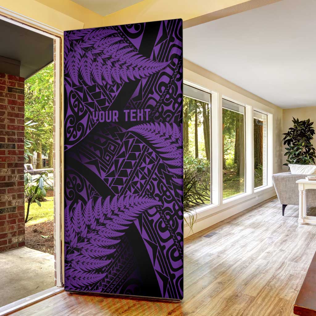 New Zealand Rugby Pacific Personalised Door Cover All Purple Maori Pasifika Fern Pattern - Polynesian Pride