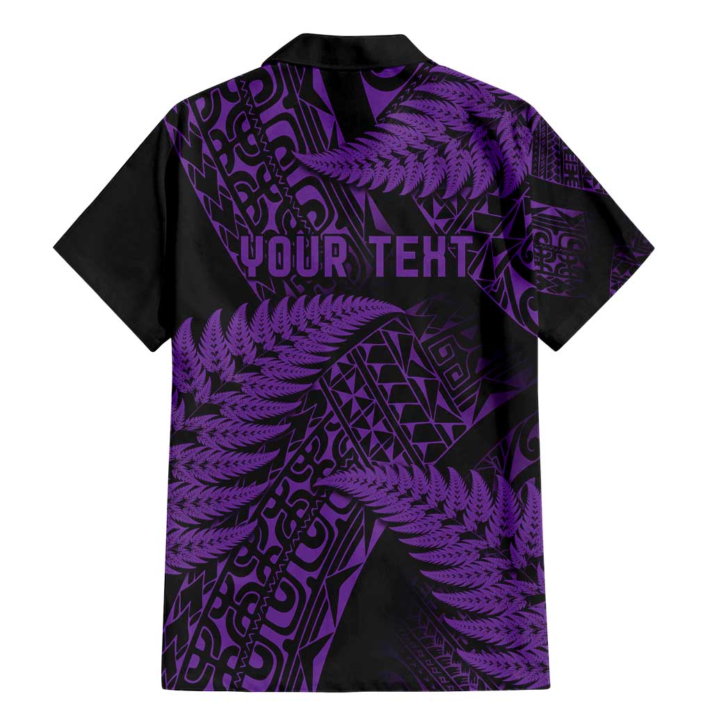 New Zealand Rugby Pacific Personalised Family Matching Mermaid Dress and Hawaiian Shirt All Purple Maori Pasifika Fern Pattern