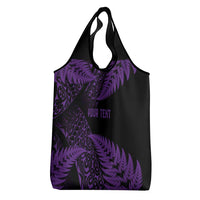 New Zealand Rugby Pacific Personalised Grocery Bag All Purple Maori Pasifika Fern Pattern