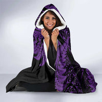 New Zealand Rugby Pacific Personalised Hooded Blanket All Purple Maori Pasifika Fern Pattern