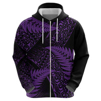 New Zealand Rugby Pacific Personalised Hoodie All Purple Maori Pasifika Fern Pattern