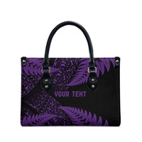 New Zealand Rugby Pacific Personalised Leather Bag All Purple Maori Pasifika Fern Pattern - Polynesian Pride