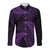 New Zealand Rugby Pacific Personalised Long Sleeve Button Shirt All Purple Maori Pasifika Fern Pattern