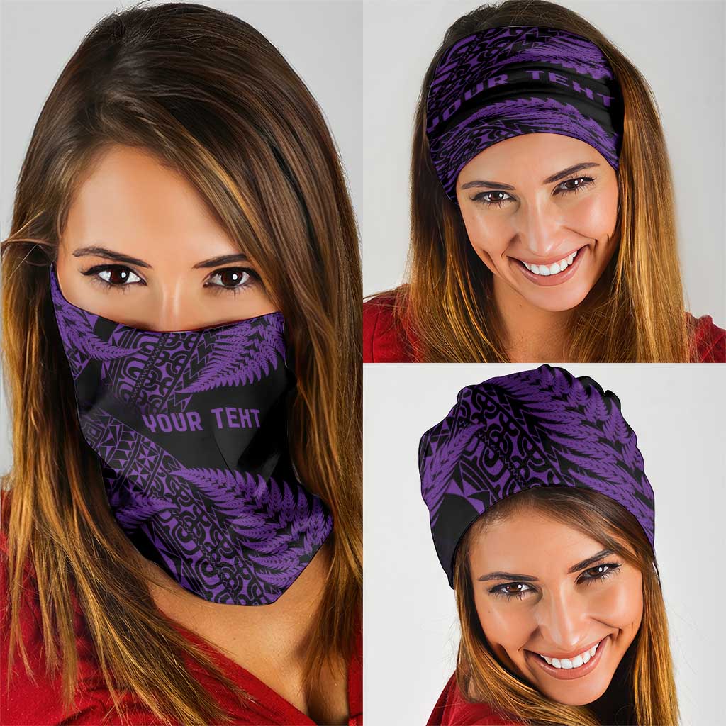 New Zealand Rugby Pacific Personalised Neck Gaiter All Purple Maori Pasifika Fern Pattern - Polynesian Pride