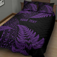 New Zealand Rugby Pacific Personalised Quilt Bed Set All Purple Maori Pasifika Fern Pattern