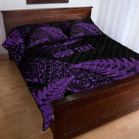 New Zealand Rugby Pacific Personalised Quilt Bed Set All Purple Maori Pasifika Fern Pattern
