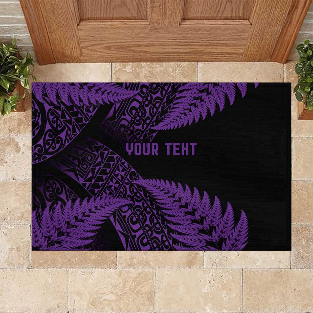 New Zealand Rugby Pacific Personalised Rubber Doormat All Purple Maori Pasifika Fern Pattern