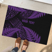 New Zealand Rugby Pacific Personalised Rubber Doormat All Purple Maori Pasifika Fern Pattern