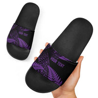 New Zealand Rugby Pacific Personalised Slide Sandals All Purple Maori Pasifika Fern Pattern - Polynesian Pride