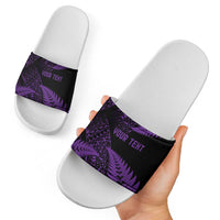 New Zealand Rugby Pacific Personalised Slide Sandals All Purple Maori Pasifika Fern Pattern - Polynesian Pride