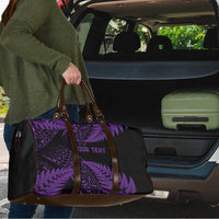 New Zealand Rugby Pacific Personalised Travel Bag All Purple Maori Pasifika Fern Pattern - Polynesian Pride
